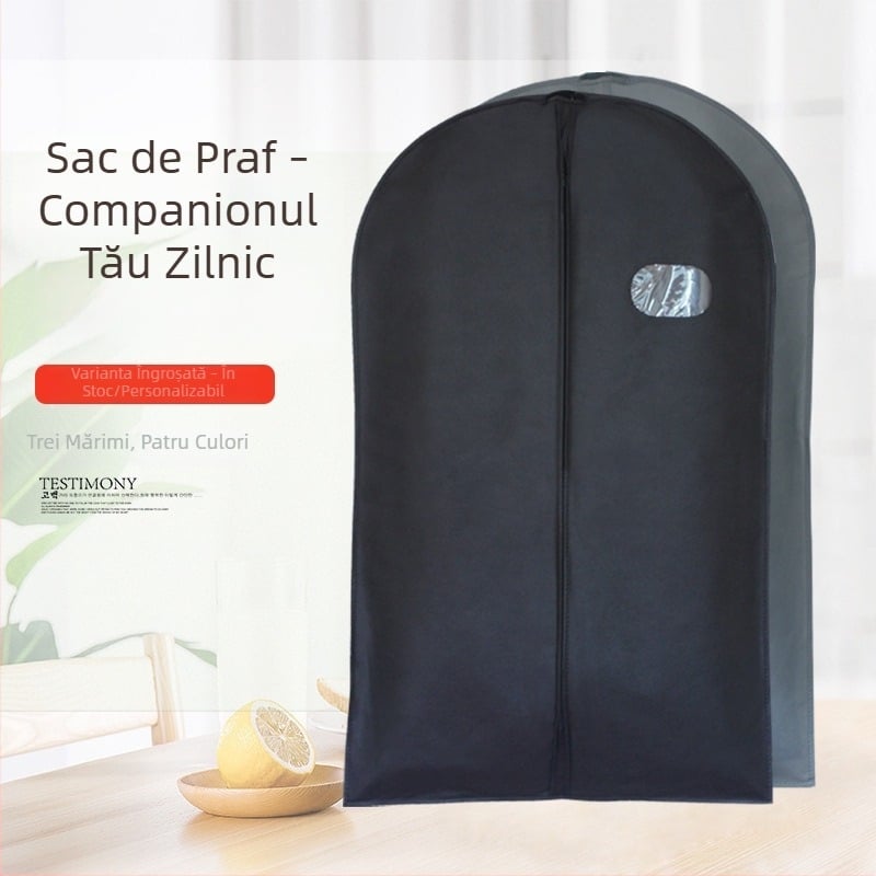 Husă pentru haine din material nețesut cu fereastră transparentă, stil japonez, pentru depozitarea costumelor acasă și în călătorii, cu posibilitatea personalizării logo-ului