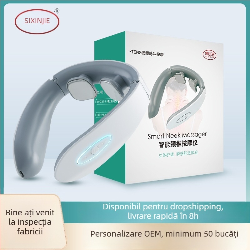 Masaj portabil pentru zona cervicală cu încălzire cu trei capete pentru gât și umeri; funcții: acupunctură, masaj, presiune cu degetul, frământare, bătăi; alimentare: baterie (Model 20020; Alimentat de baterie; Încălzire cu trei capete; Pentru gât și umeri