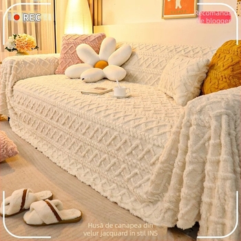 Husă canapea anti-alunecare, universală pentru toate anotimpurile, model geometric, pentru canapea combinată, acoperire completă