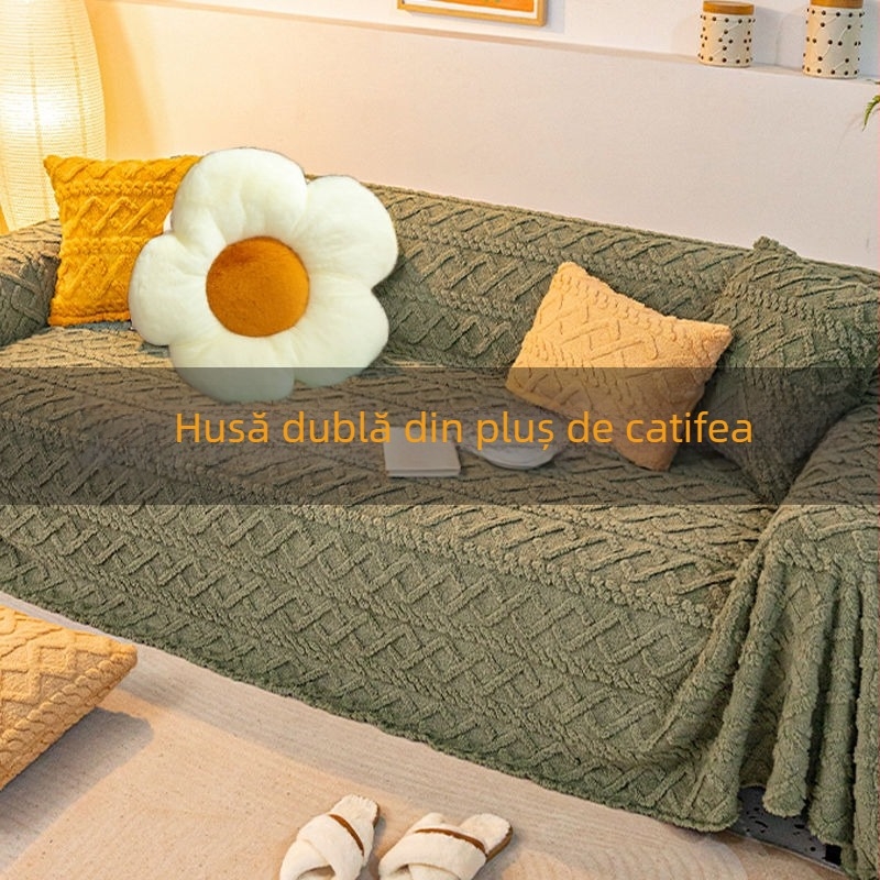 Husă canapea anti-alunecare, universală pentru toate anotimpurile, model geometric, pentru canapea combinată, acoperire completă