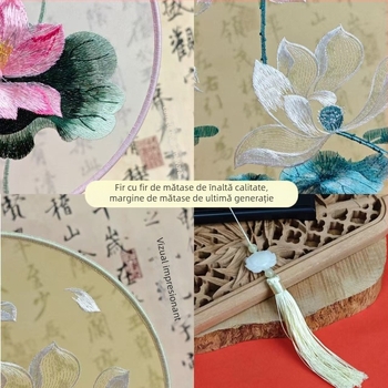Evantaș dublu brodat din mătase – Su broderie, stil chinezesc nou, produs finit