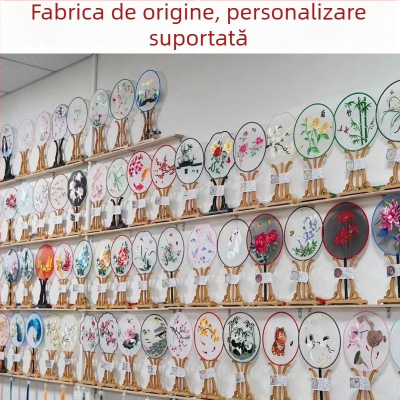 Evantaș dublu brodat din mătase – Su broderie, stil chinezesc nou, produs finit