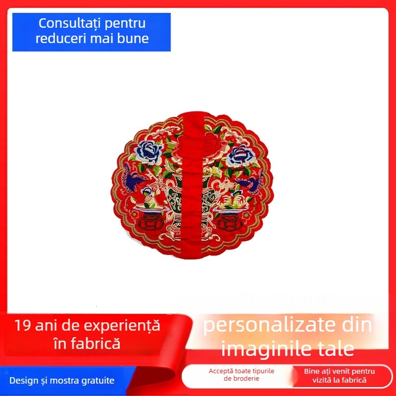 Patch brodat din pânză cu dragon circular în stil chinezesc, fir de broderie, suport de broderie solubil în apă