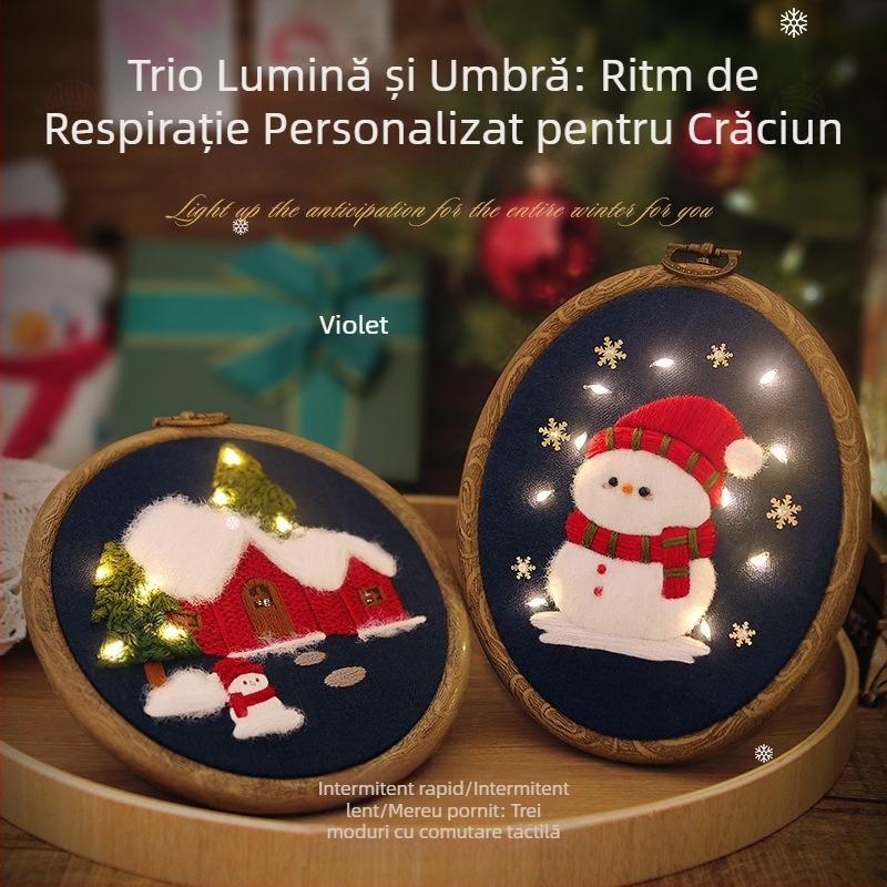 Set de broderie DIY pentru Crăciun pentru începători – broderie 3D pentru animal de companie, stil european