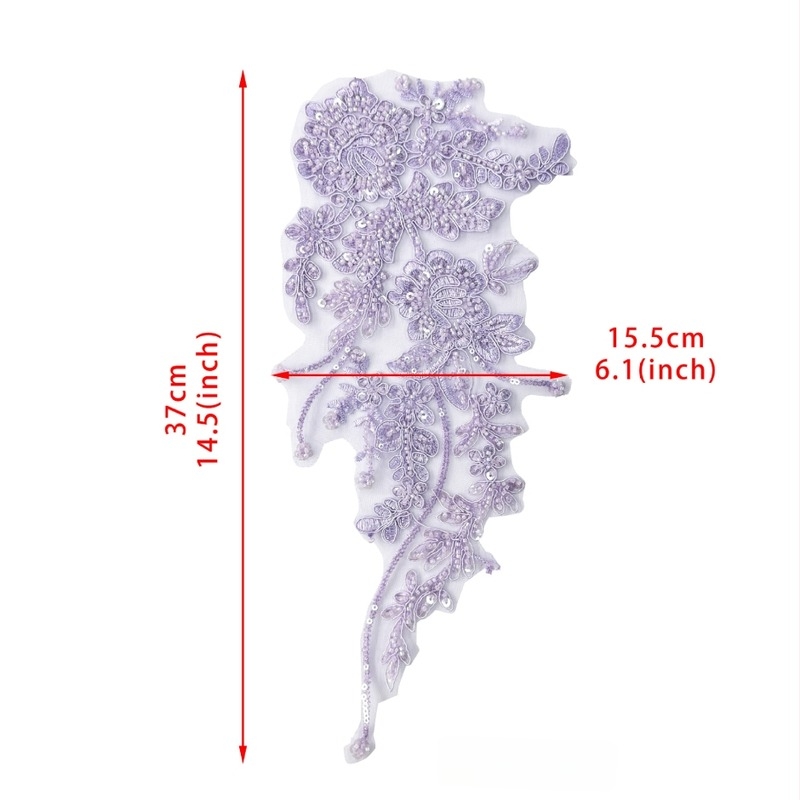 Dantelă poliester cu paiete, broderie cu floare de prun, decor pentru rochie de mireasă și cheongsam