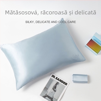 Feță de pernă - 100% mătase Mulberry, cu ioni de argint, luciu lucios, densitate 22 mom, țesătură 60, vopsire reactive