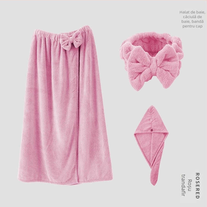 Halat de baie din catifea corală pentru femei, poliester, 400 g, iarnă