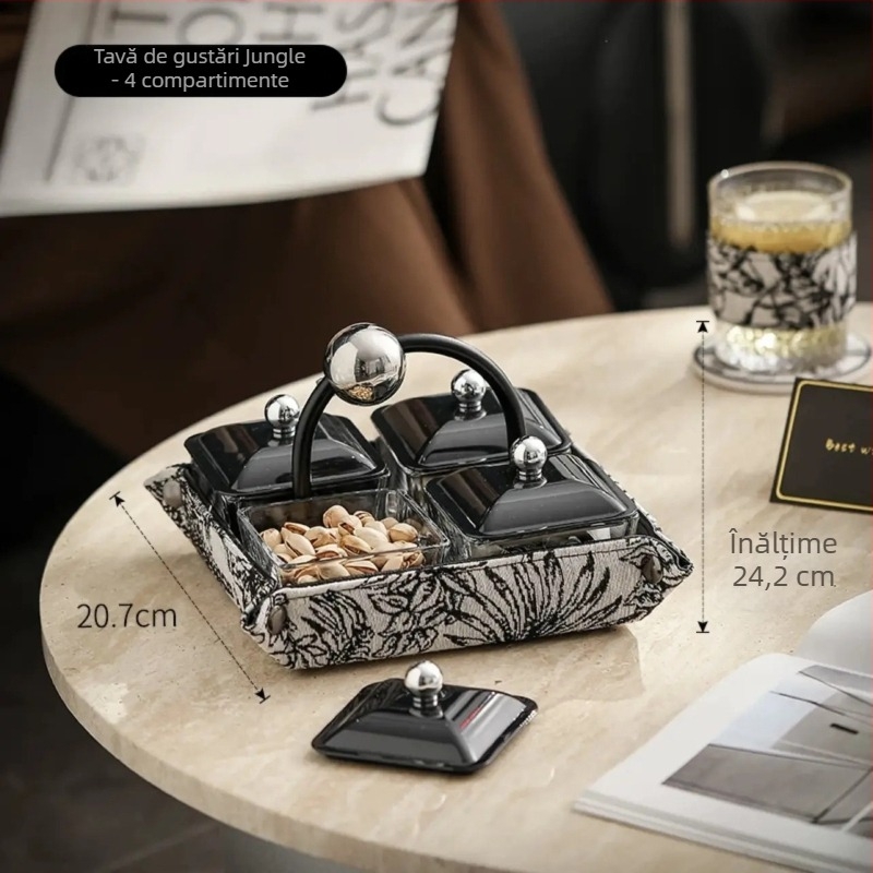 Farfurie ceramică pentru fructe și gustări cu compartimente – stil modern minimalist – gata de dar pentru zile de naștere, inaugurări și petreceri