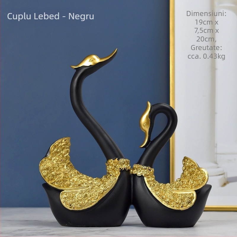 Lebede din rășină – figurine decorative pentru interior, stil luxos, ambalare individuală