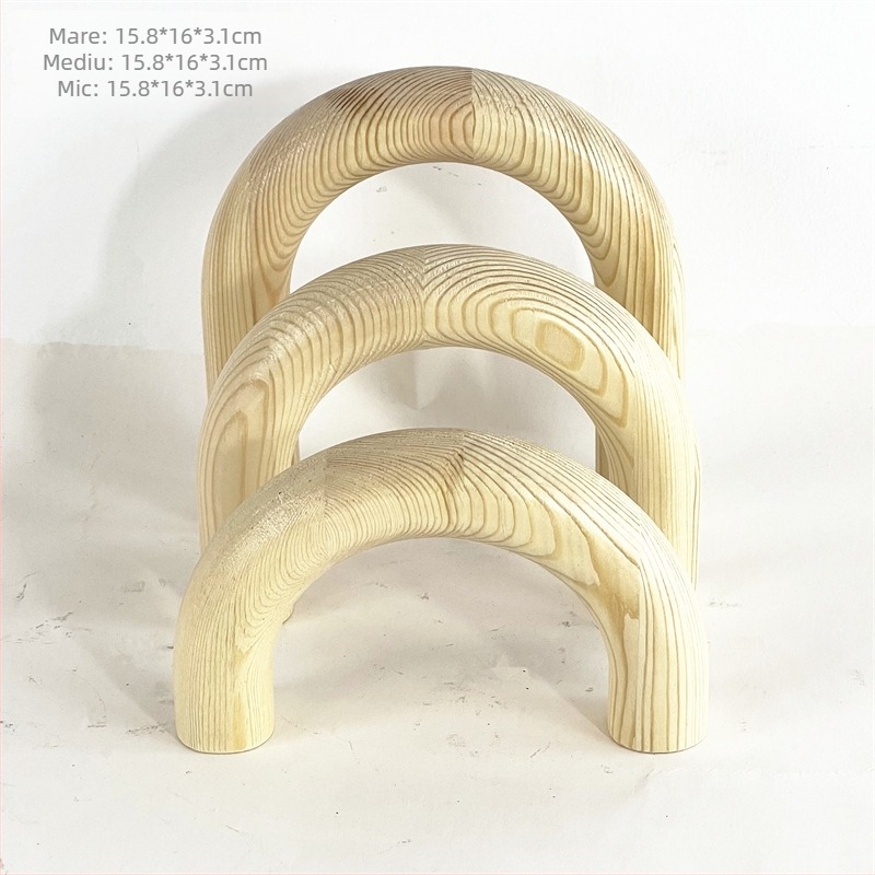 Haom Arc din lemn de stejar cu formă U — accesor decorativ pentru living, stand TV și hol, stil lux lejer