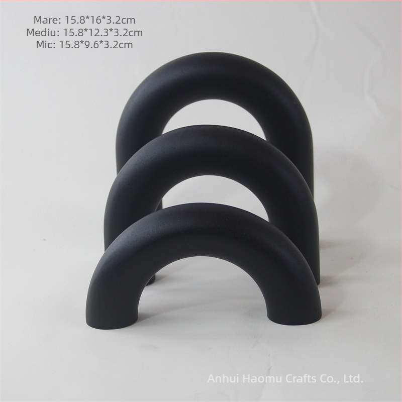 Haom Arc din lemn de stejar cu formă U — accesor decorativ pentru living, stand TV și hol, stil lux lejer