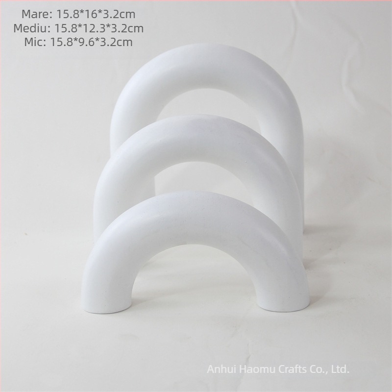 Haom Arc din lemn de stejar cu formă U — accesor decorativ pentru living, stand TV și hol, stil lux lejer