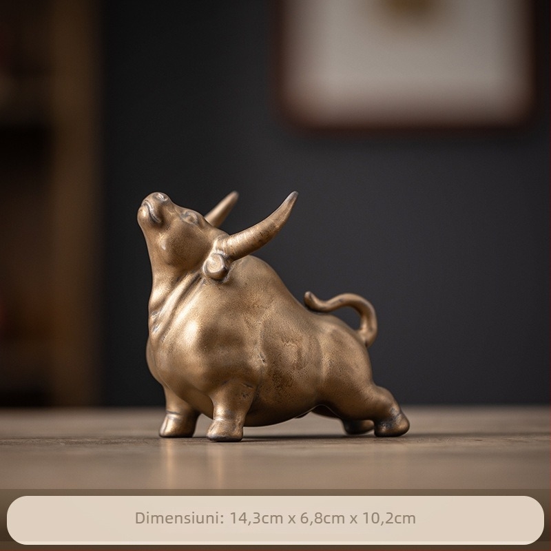 Ornament ceramic cu vacă, brand Crazy Monkey, figurină animal în stil chinezesc, pentru decor acasă și la birou