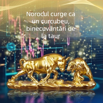 Ornament de birou din rășină, realizat manual, ideal ca dar de afaceri – luptă taur-urs pe Wall Street