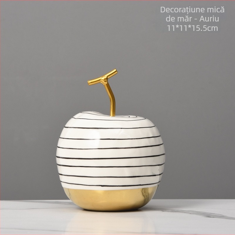 Figurina ceramică cu măr și pară, ornament fructat în stil luxos ușor, lucrată manual, electroplacare pentru decorul sufrageriei