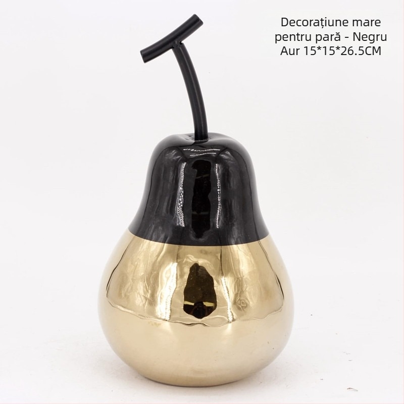 Figurina ceramică cu măr și pară, ornament fructat în stil luxos ușor, lucrată manual, electroplacare pentru decorul sufrageriei