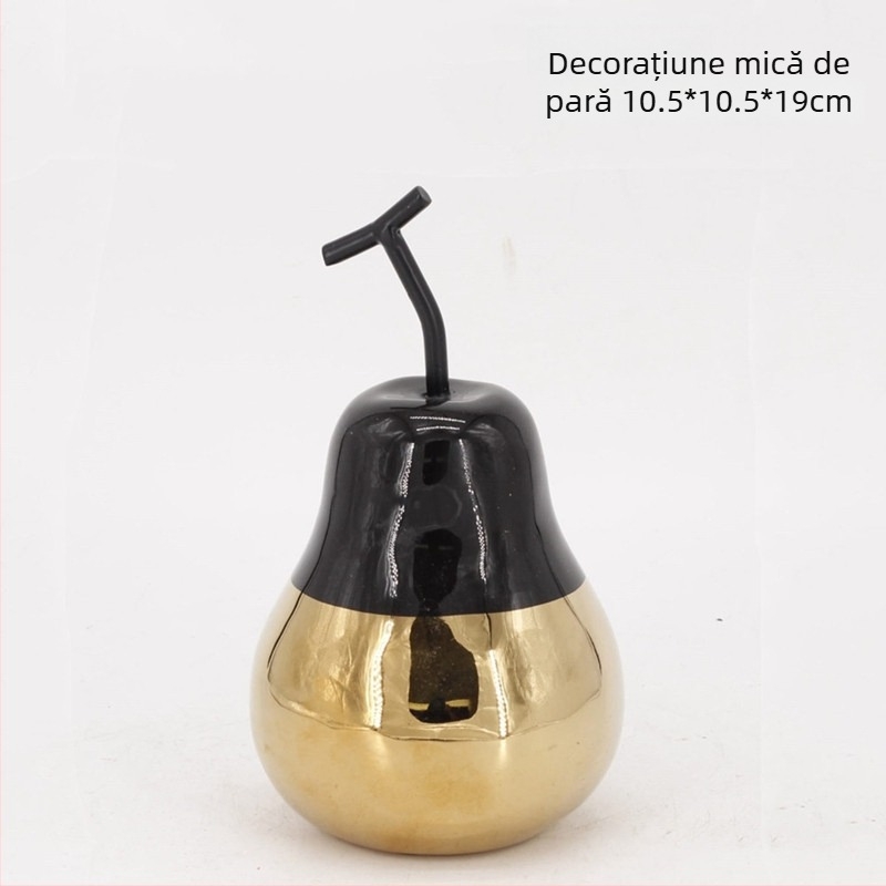Figurina ceramică cu măr și pară, ornament fructat în stil luxos ușor, lucrată manual, electroplacare pentru decorul sufrageriei