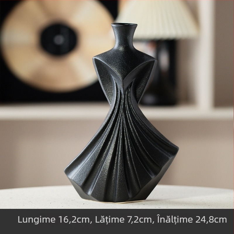 Vază ceramică în stil scandinav modern, pentru decor cu flori uscate - Htm