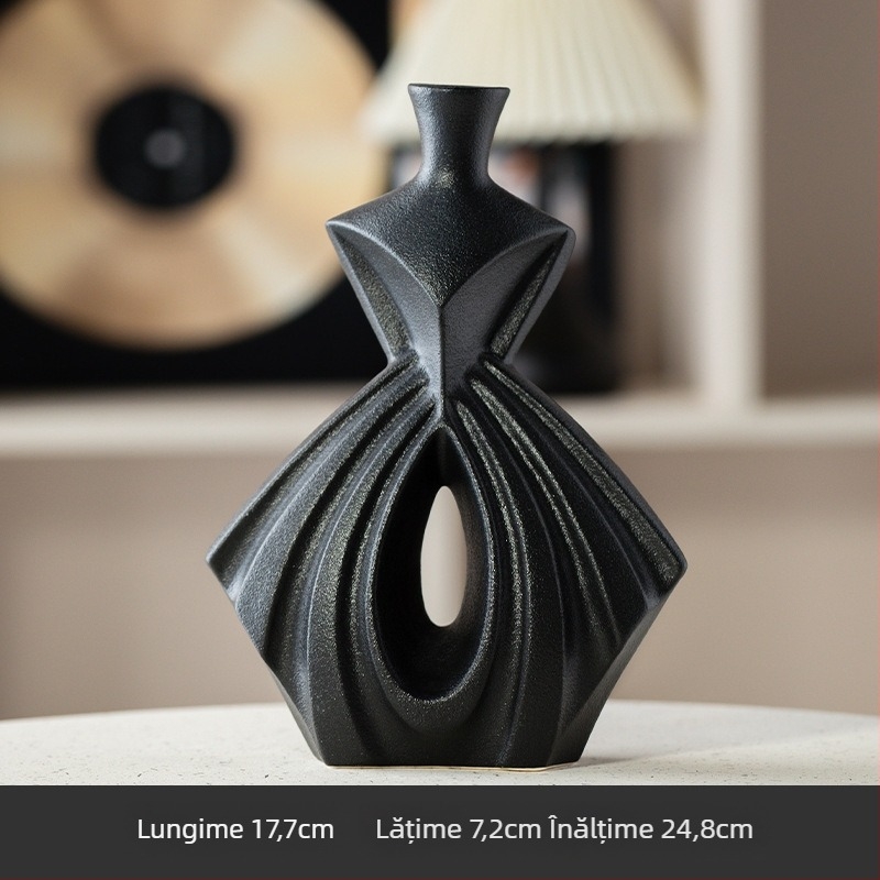 Vază ceramică în stil scandinav modern, pentru decor cu flori uscate - Htm