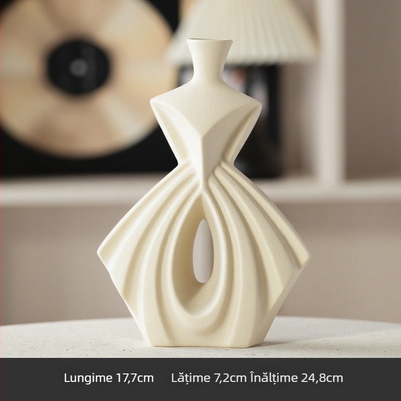 Vază ceramică în stil scandinav modern, pentru decor cu flori uscate - Htm