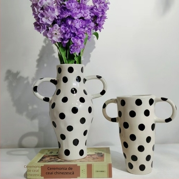 Vază ceramică pentru decorul casei – stil retro Wabi-Sabi, stil chinezesc (Material: ceramică; Categorie: Vază; Stil: Chinezesc)