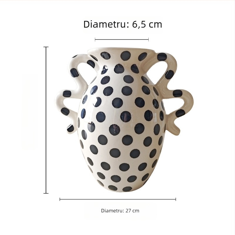 Vază ceramică pentru decorul casei – stil retro Wabi-Sabi, stil chinezesc (Material: ceramică; Categorie: Vază; Stil: Chinezesc)