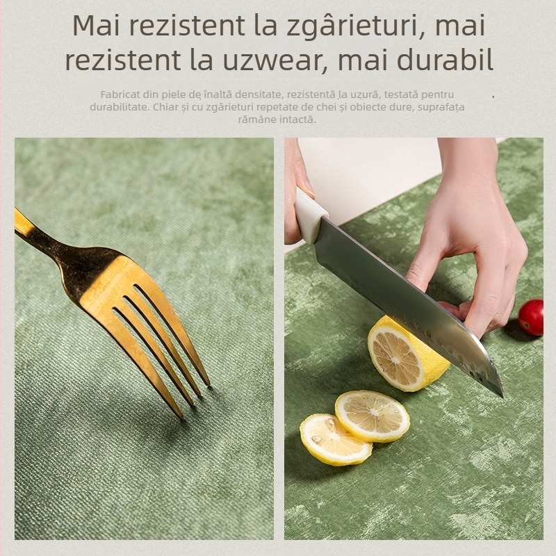 Covoraș din piele pentru masă de ceai – stil modern minimalist, formă dreptunghiulară, model peisaj, protecție la arsură și izolație termică