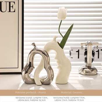 Vază ceramică decorativă — finisaj electroplacat, stil simplu și modern, personalizabil, recuzită fotografică pentru comodă TV