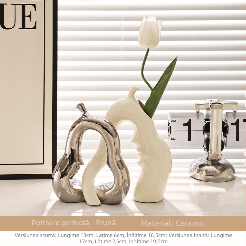 Vază ceramică decorativă — finisaj electroplacat, stil simplu și modern, personalizabil, recuzită fotografică pentru comodă TV