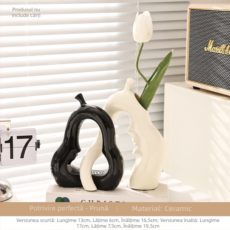 Vază ceramică decorativă — finisaj electroplacat, stil simplu și modern, personalizabil, recuzită fotografică pentru comodă TV