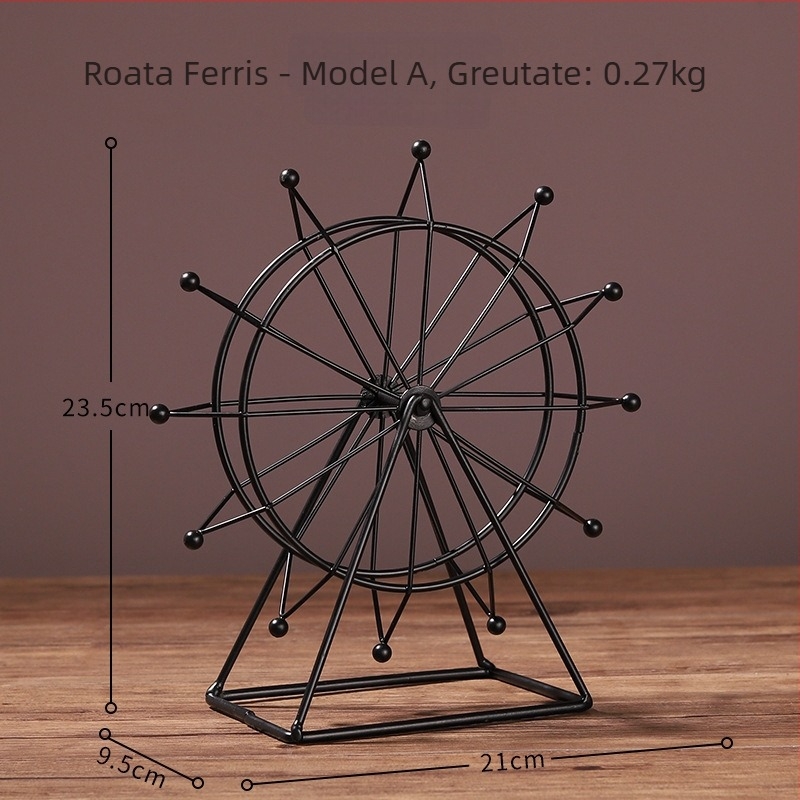 Ornament Ferris Wheel Nordic din oțel — decor modern minimalist pentru living și birou, suport de masă pentru televizor și dulap de vin; cadou pentru zi de naștere, absolvire și mutare