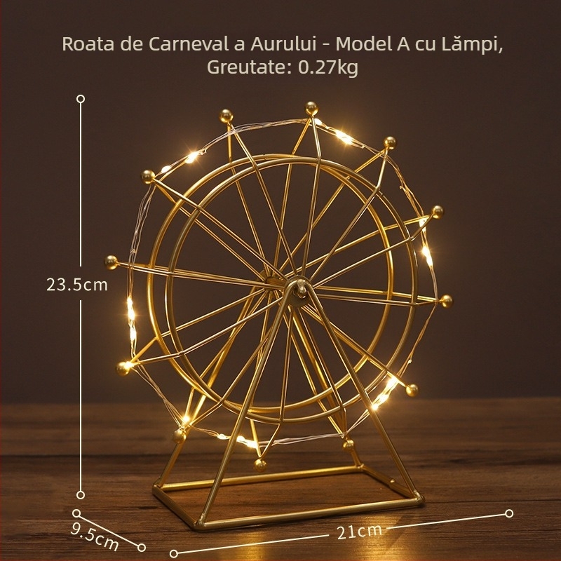 Ornament Ferris Wheel Nordic din oțel — decor modern minimalist pentru living și birou, suport de masă pentru televizor și dulap de vin; cadou pentru zi de naștere, absolvire și mutare