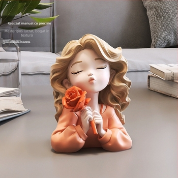 Ornament de birou din rășină Palm Tree – pictat, stil modern minimalist, figură de fată, cadou pentru ziua de naștere, absolvire sau mutare în casă nouă