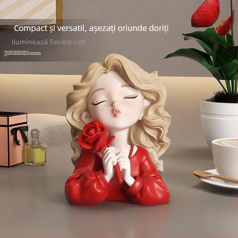 Ornament de birou din rășină Palm Tree – pictat, stil modern minimalist, figură de fată, cadou pentru ziua de naștere, absolvire sau mutare în casă nouă