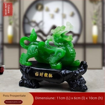 Pixiu din rășină - Stil Chinezesc, Gravură și vopsire manuală, Decor pentru casă: sufragerie, dormitor, birou, hol (Material: rășină; Proces: gravură, pictură manuală; Stil: Chinezesc)