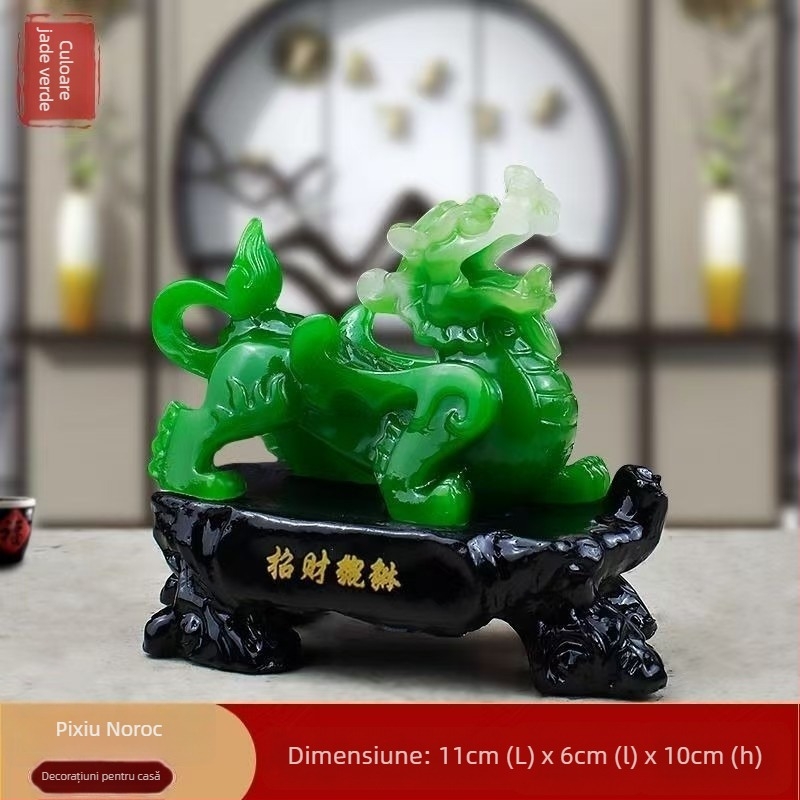 Pixiu din rășină - Stil Chinezesc, Gravură și vopsire manuală, Decor pentru casă: sufragerie, dormitor, birou, hol (Material: rășină; Proces: gravură, pictură manuală; Stil: Chinezesc)