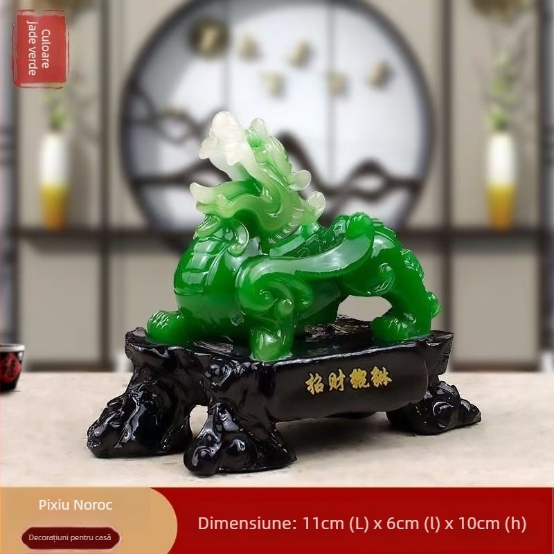 Pixiu din rășină - Stil Chinezesc, Gravură și vopsire manuală, Decor pentru casă: sufragerie, dormitor, birou, hol (Material: rășină; Proces: gravură, pictură manuală; Stil: Chinezesc)