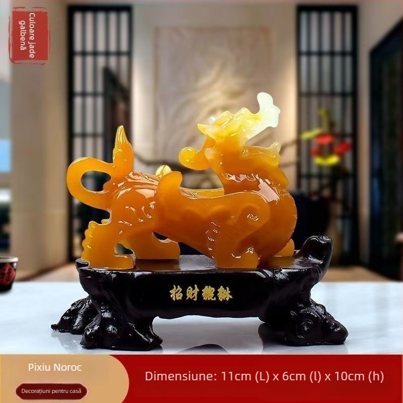 Pixiu din rășină - Stil Chinezesc, Gravură și vopsire manuală, Decor pentru casă: sufragerie, dormitor, birou, hol (Material: rășină; Proces: gravură, pictură manuală; Stil: Chinezesc)