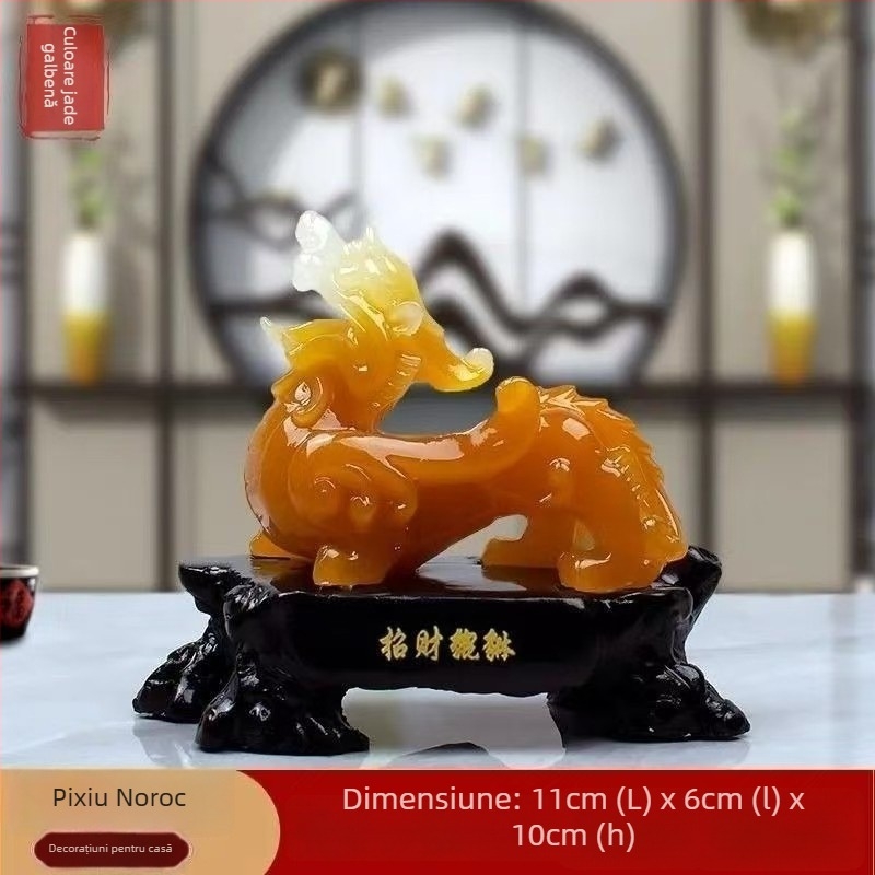 Pixiu din rășină - Stil Chinezesc, Gravură și vopsire manuală, Decor pentru casă: sufragerie, dormitor, birou, hol (Material: rășină; Proces: gravură, pictură manuală; Stil: Chinezesc)