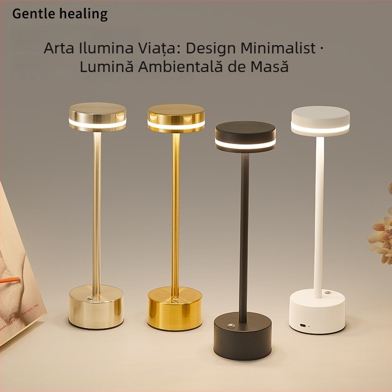 Lampă de birou în formă de I, corp metalic, design modern minimalist, model JK-TD51, tensiune ≤36V, lumină de noapte, iluminare ambientală, protecție pentru ochi