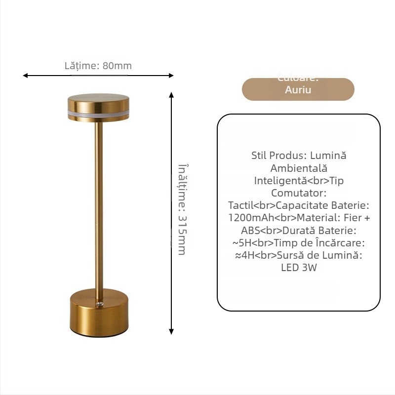 Lampă de birou în formă de I, corp metalic, design modern minimalist, model JK-TD51, tensiune ≤36V, lumină de noapte, iluminare ambientală, protecție pentru ochi