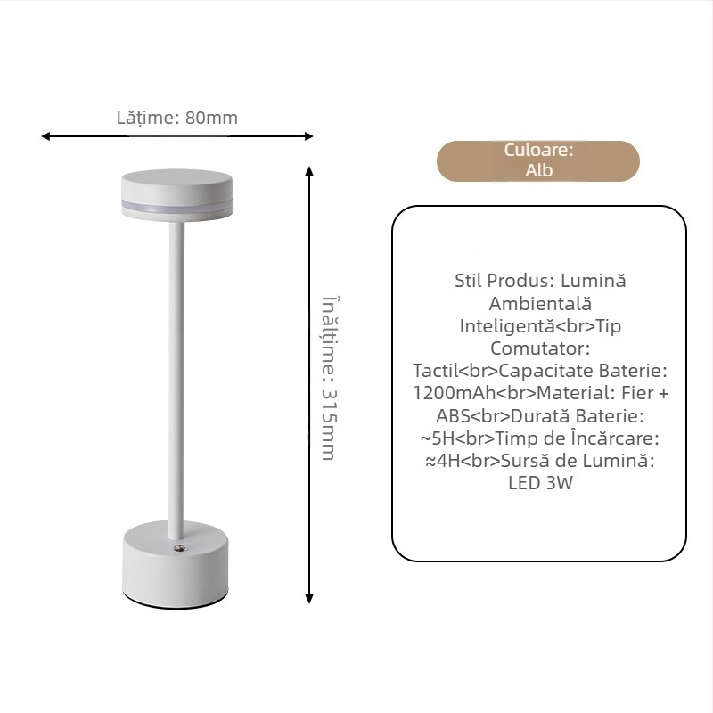 Lampă de birou în formă de I, corp metalic, design modern minimalist, model JK-TD51, tensiune ≤36V, lumină de noapte, iluminare ambientală, protecție pentru ochi