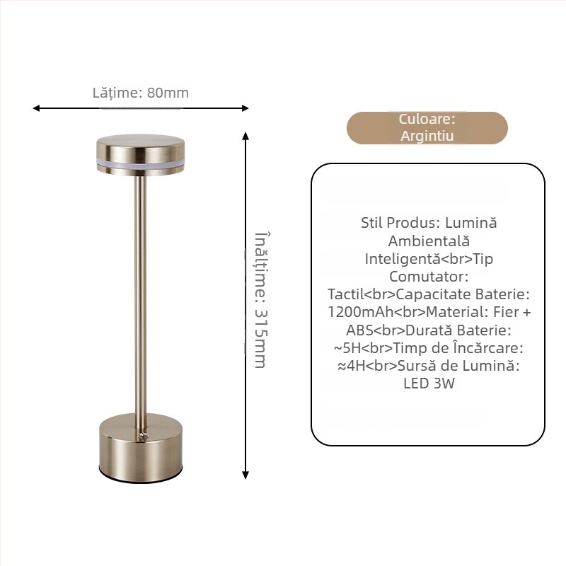 Lampă de birou în formă de I, corp metalic, design modern minimalist, model JK-TD51, tensiune ≤36V, lumină de noapte, iluminare ambientală, protecție pentru ochi