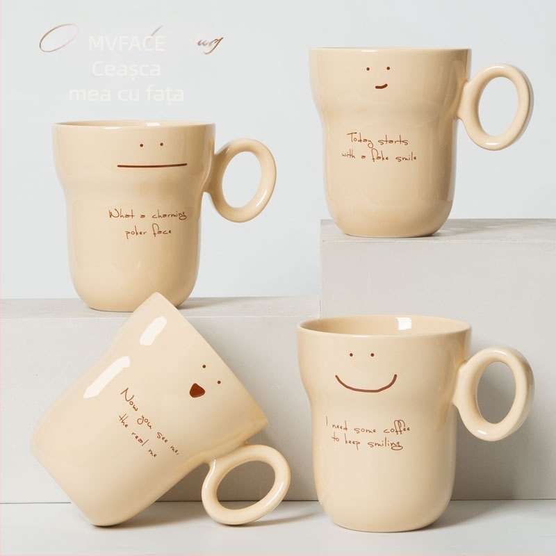 Deli cană de cafea ceramică, model Cartoon, logo tipărit, personalizare disponibilă
