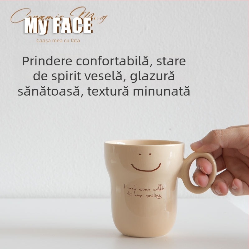 Deli cană de cafea ceramică, model Cartoon, logo tipărit, personalizare disponibilă