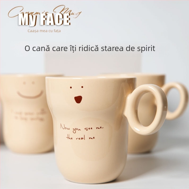Deli cană de cafea ceramică, model Cartoon, logo tipărit, personalizare disponibilă