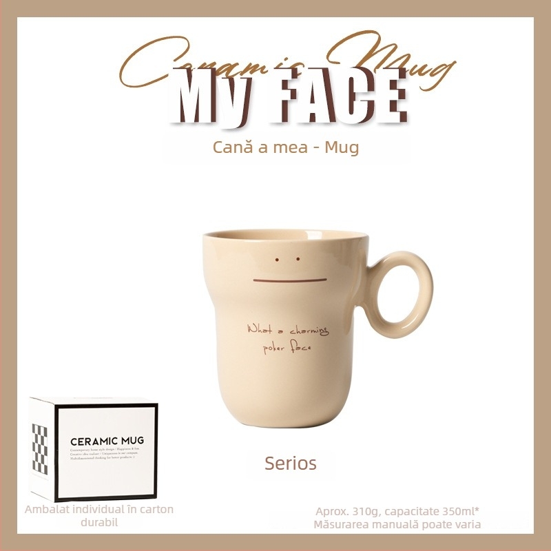 Deli cană de cafea ceramică, model Cartoon, logo tipărit, personalizare disponibilă