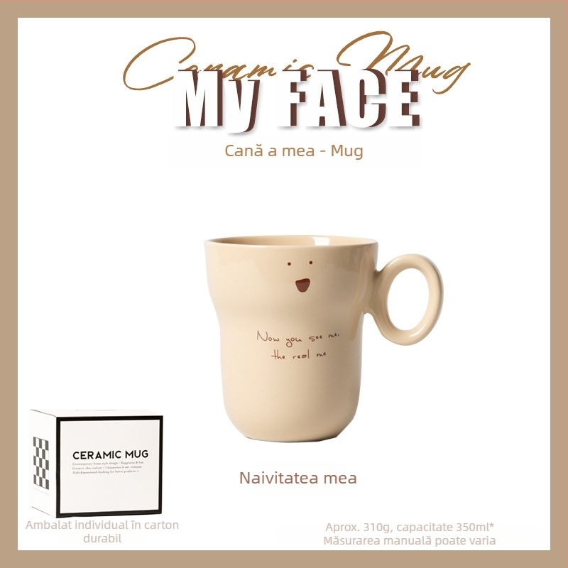 Deli cană de cafea ceramică, model Cartoon, logo tipărit, personalizare disponibilă