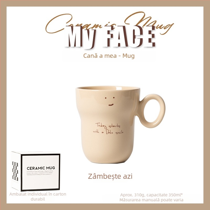 Deli cană de cafea ceramică, model Cartoon, logo tipărit, personalizare disponibilă