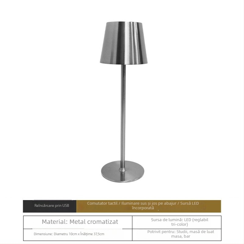 Lampa de masă cu picioare înalte, bază metalică, stil modern minimalist, tensiune până la 36V, model: lampă de masă cu bază rotundă